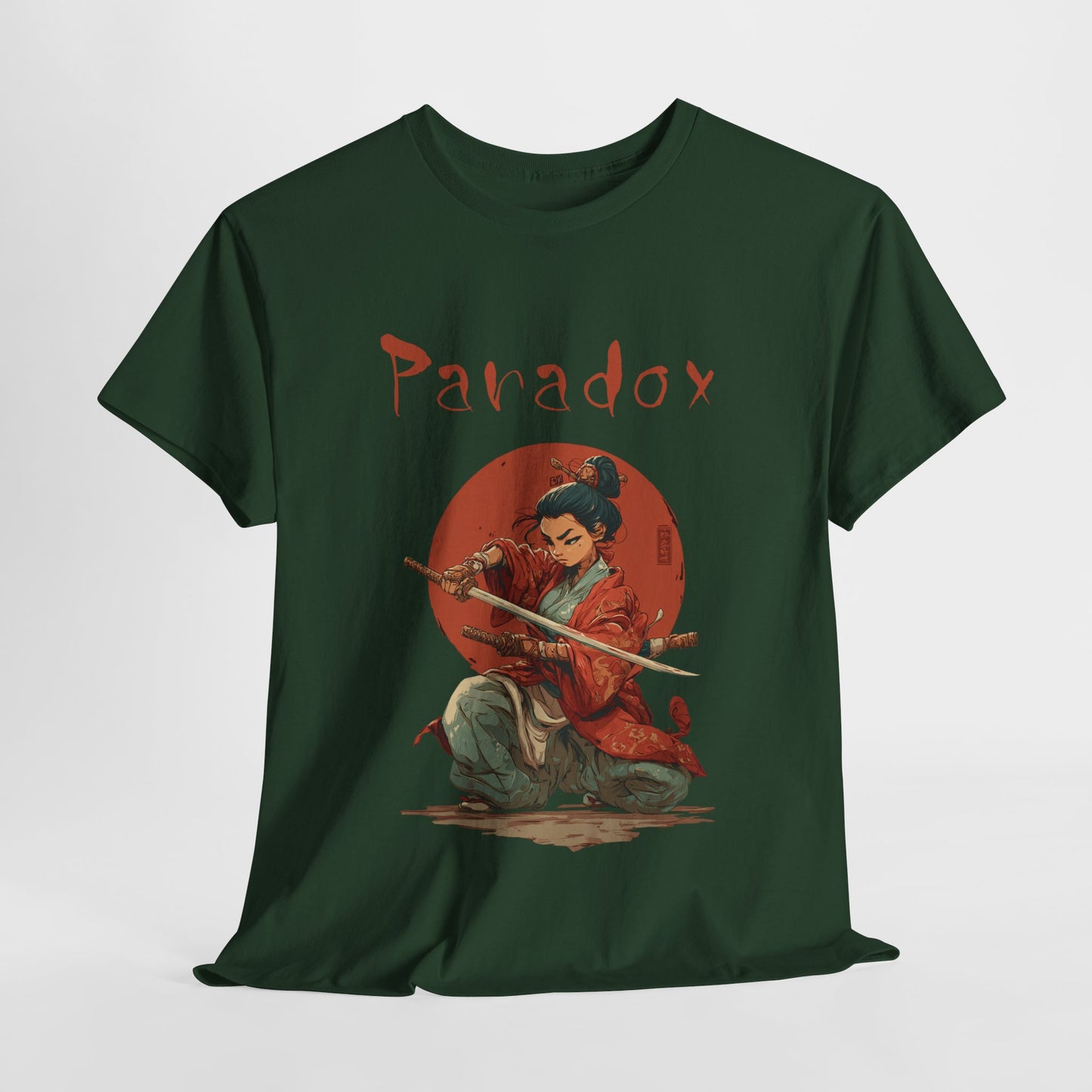 Green t-shirt of Japanese lady Samurai