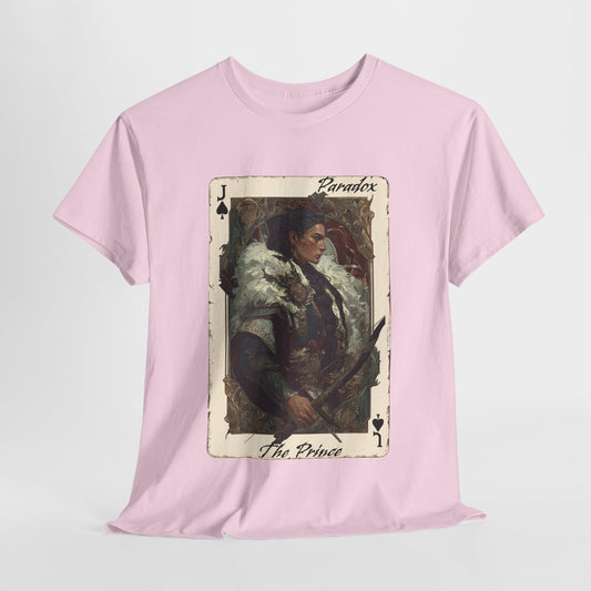Pink t-shirt with graphic shirt of the prince of spades
