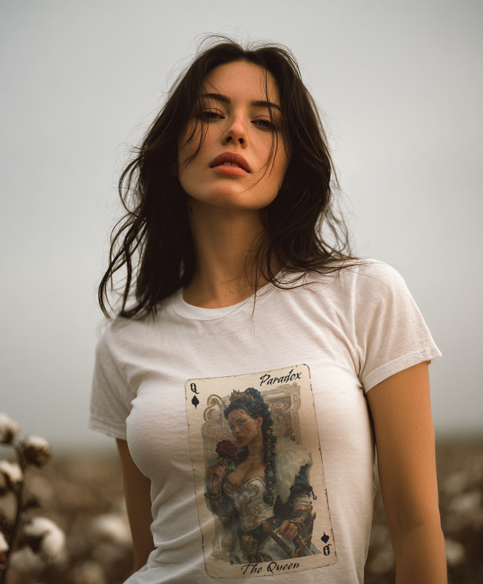 Pink t-shirt with graphic shirt of the queen of spades