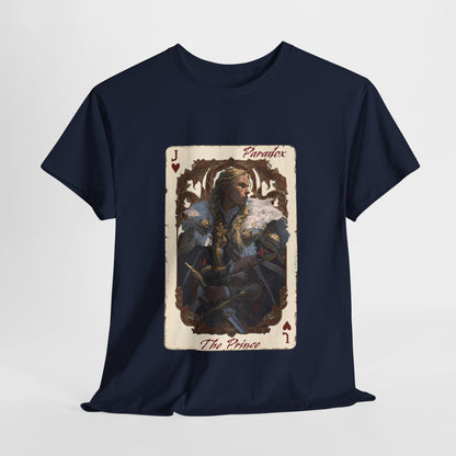 Blue t-shirt with a graphic of the prince of hearts