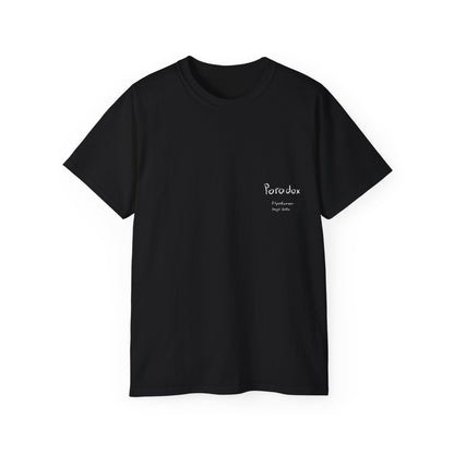 A black front unisex t-shirt with Japanese text.