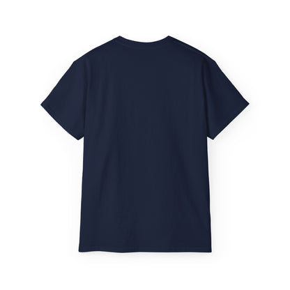 Navy blue t-shirt on a white background