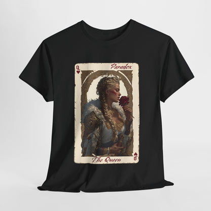 Black t-shirt with graphic shirt of the queen of hearts