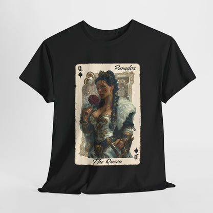 Black t-shirt with graphic shirt of the queen of spades
