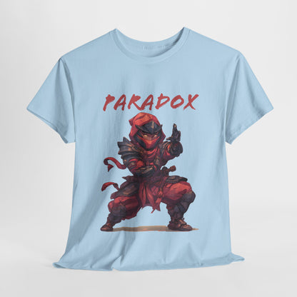 Blue t-shirt with a graphic of a ninja 5.0 on a male model