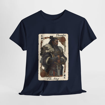 Blue t-shirt with a graphic of the King of spades