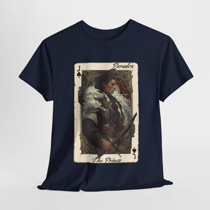 Blue t-shirt with graphic shirt of the prince of spades