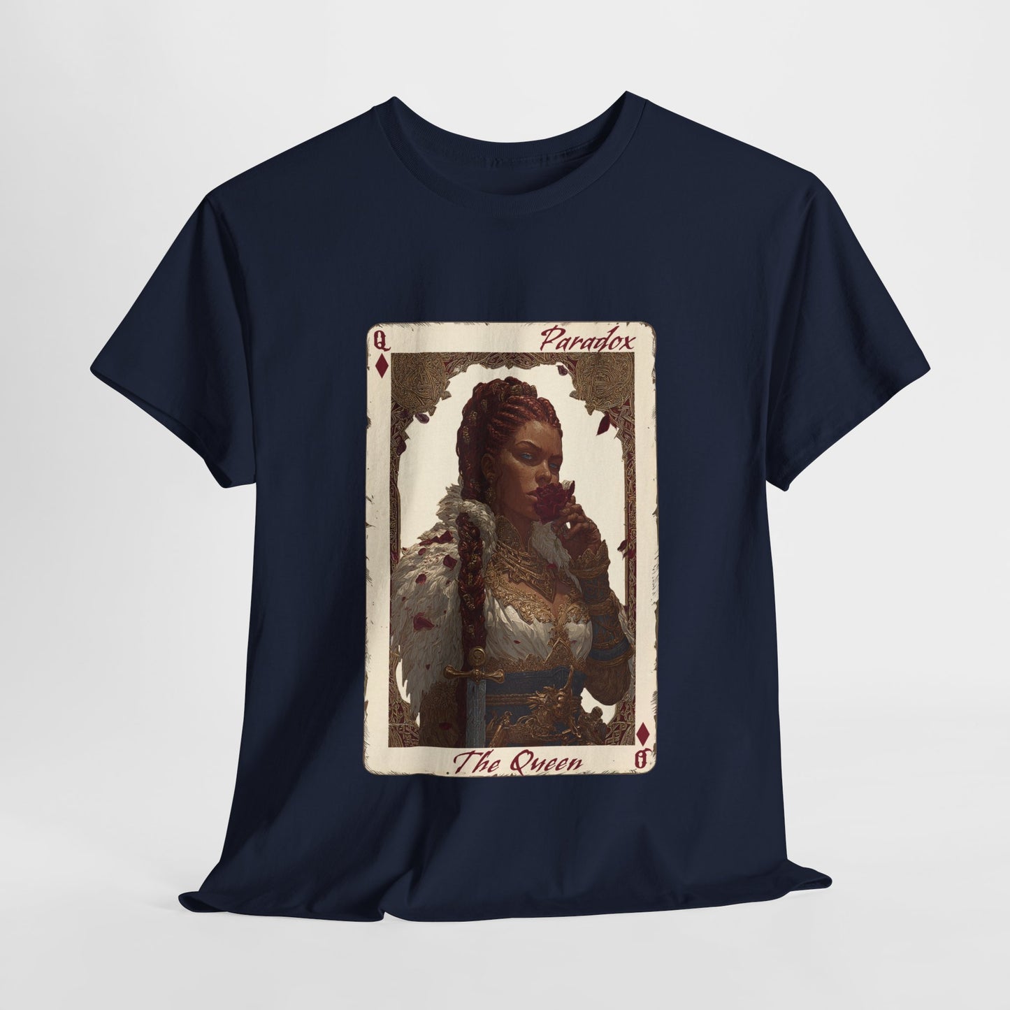 Blue t-shirt with graphic shirt of the queen of diamond