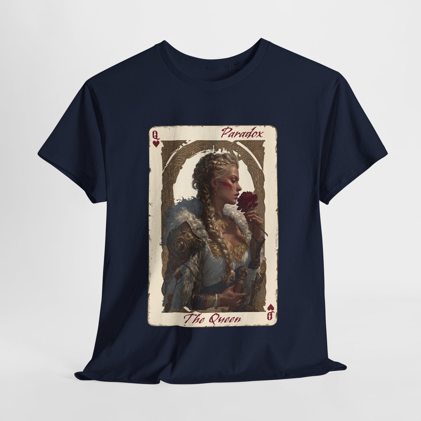 Blue t-shirt with graphic shirt of the queen of hearts