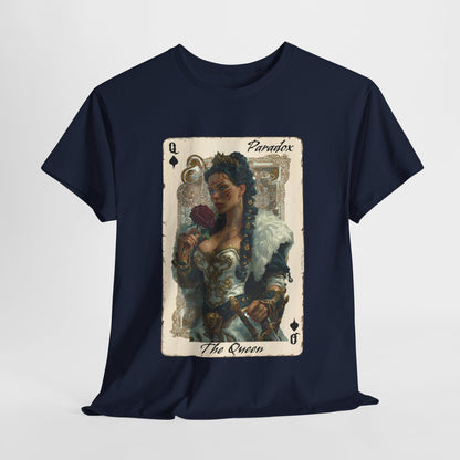 Blue t-shirt with graphic shirt of the queen of spades