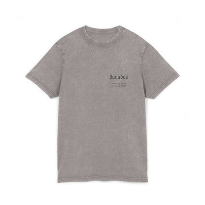 Gray t-shirt with graphic design of gladiator brothers waiting for battle.