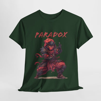 Green t-shirt with a graphic of a ninja 5.0 on a male model