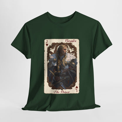Green t-shirt with a graphic of the prince of hearts