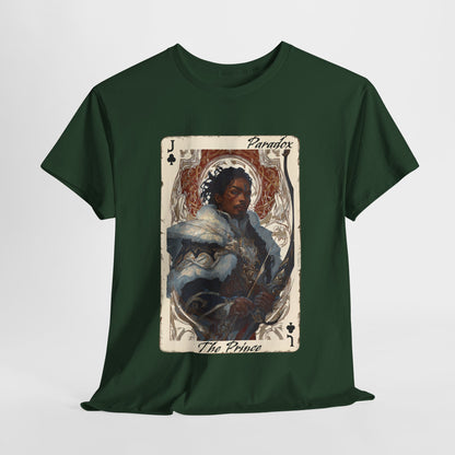 Green t-shirt with graphic shirt of the prince of clubs