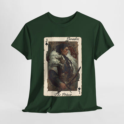 Green t-shirt with graphic shirt of the prince of spades