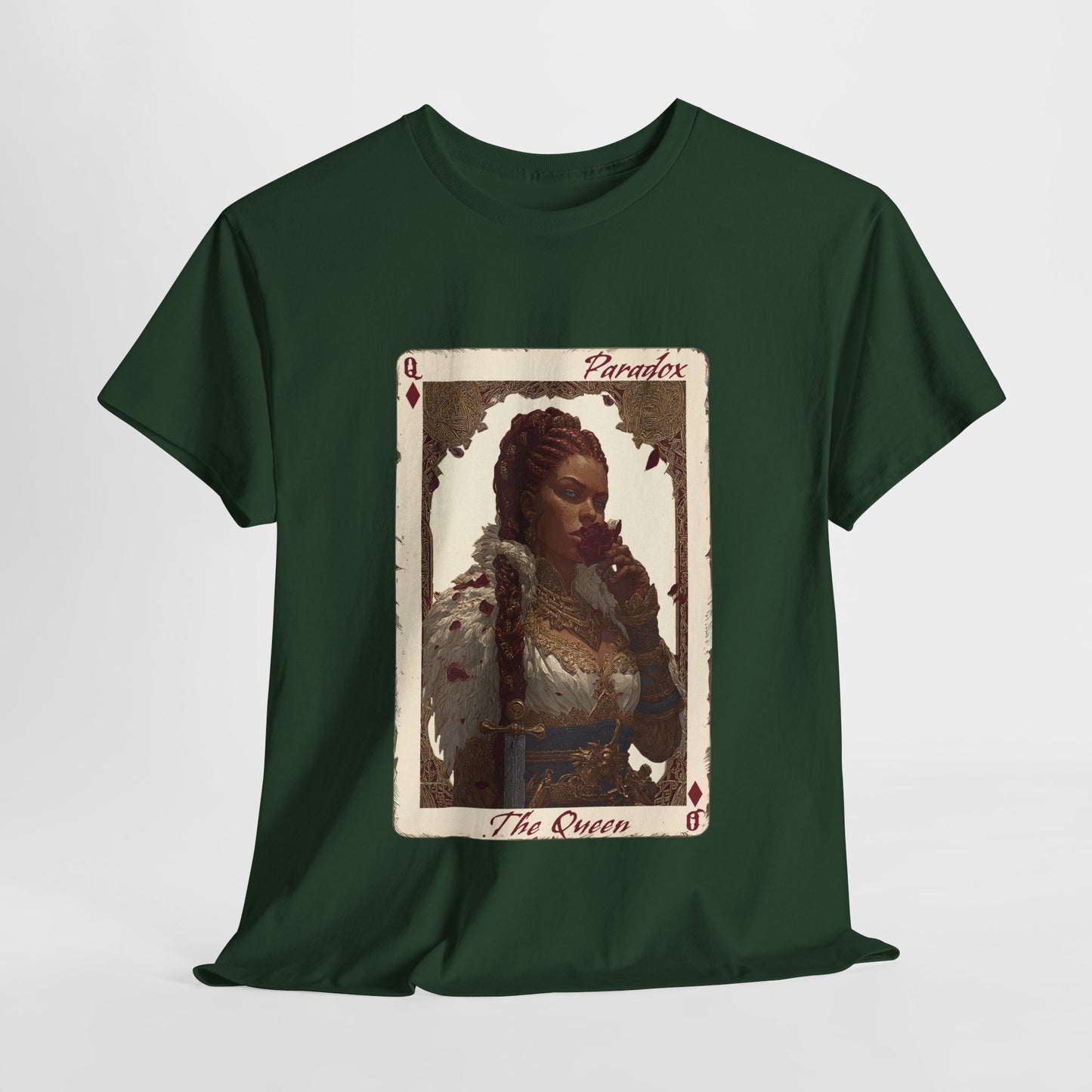 Green t-shirt with graphic shirt of the queen of diamond