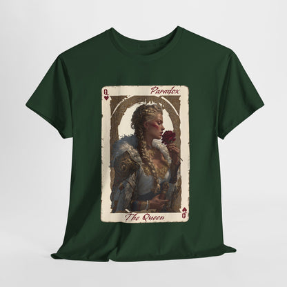 Green t-shirt with graphic shirt of the queen of hearts