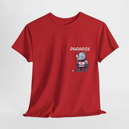 Light red shirt pixel art rhino playing ice hockey
