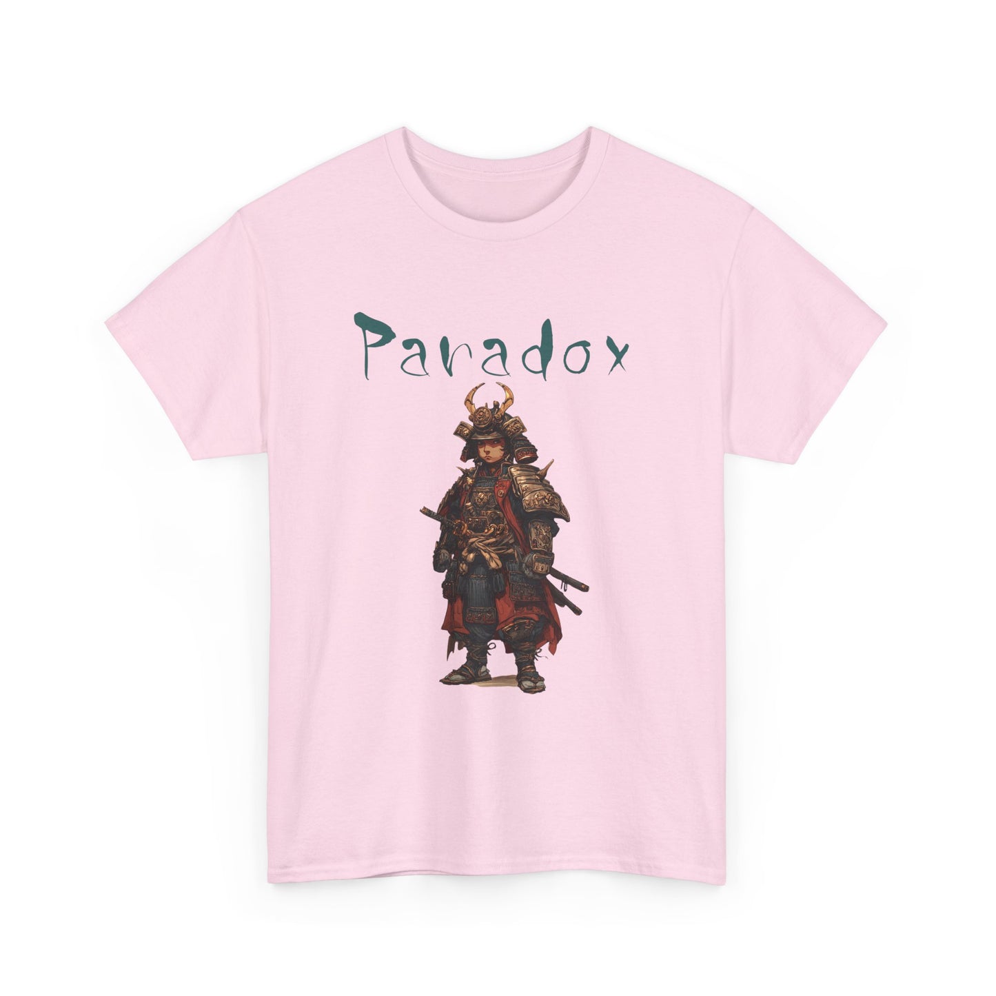 Pink t-shirt with a graphic of a warrior featuring a samurai