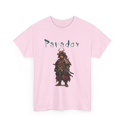Pink t-shirt with a graphic of a warrior featuring a samurai