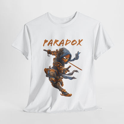 White t-shirt with a graphic of a ninja 3.0