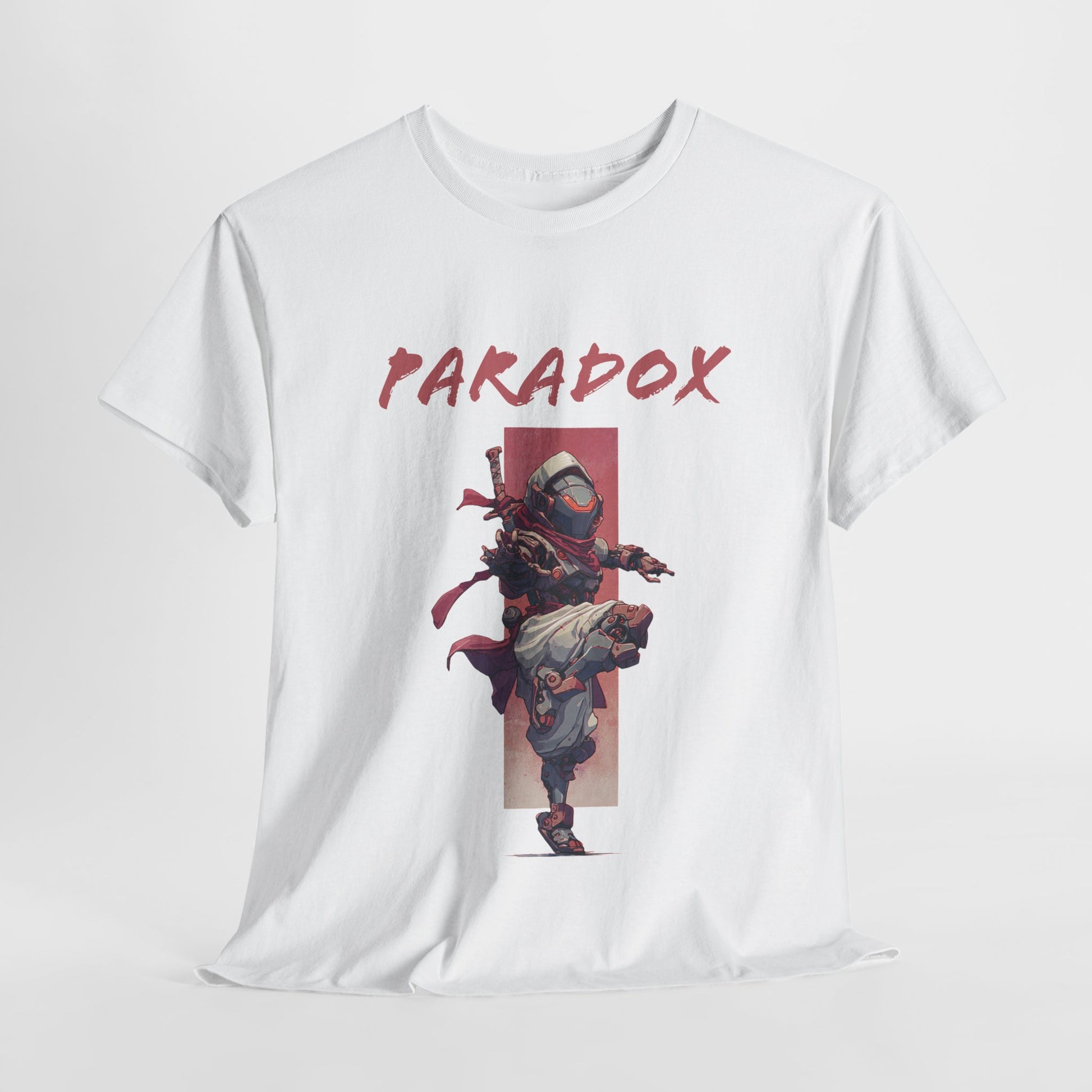 White t-shirt with a graphic of a ninja 4.0