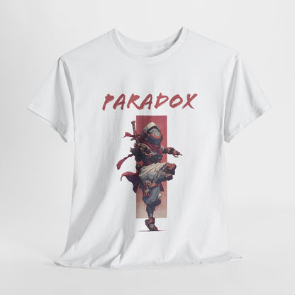 White t-shirt with a graphic of a ninja 4.0