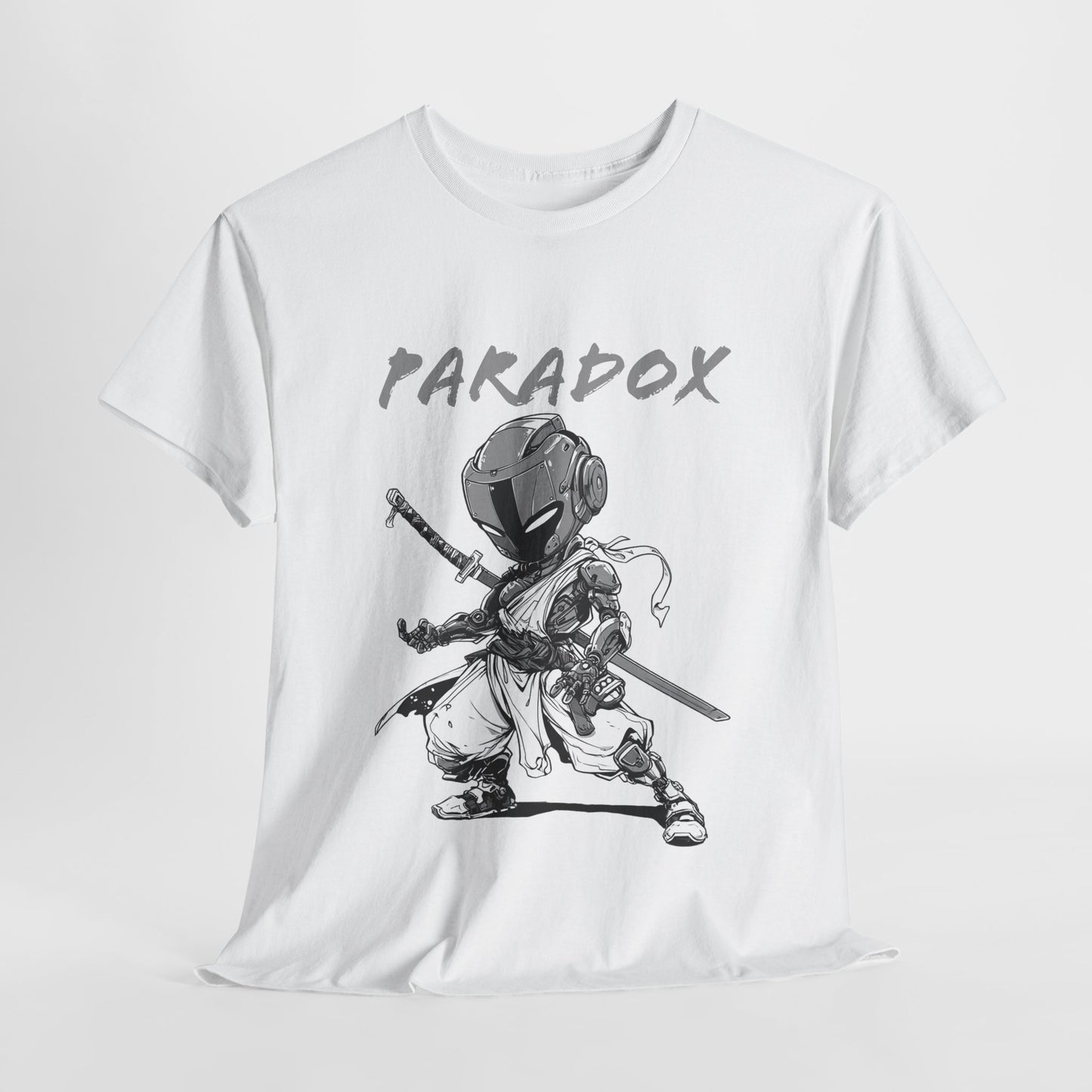White t-shirt with a graphic of a ninja 6.0